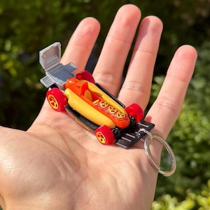 Hotdog Keychain, Hot Dog Car Keyring, Hot Dog Charm