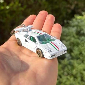 Lamborghini Countach Keychain, White Lamborghini Countach LP400 Keyring, Lamborghini Countach Key Chain, Lamborghini Countach Charms