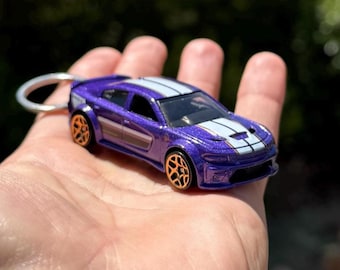 Dodge Charger Keychain, Purple 2020 Mini Car Charm