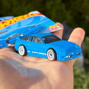 Nissan 180SX Keychain, Baby Blue Nissan 180SX Type X Keyring, Mini Scale 180 SX Car Charms, 240SX SR20DET