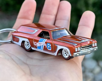 Llavero mini naranja Chevrolet Chevelle Delivery de 1970, accesorios para llaveros, dije de coche clásico