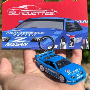 Nissan 300ZX Keychain, Nissan 1994 ZX Blue Keyring, Race Car Navy 300ZX Mini Car Charm
