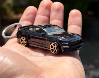 Mustang Black Keychain, 2019 Ford Mustang Keyring, Mini Scale Car Charms