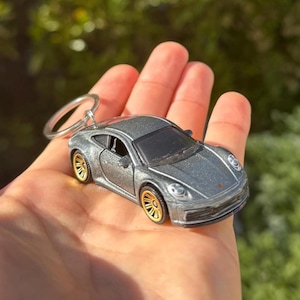 Llavero Porsche 911 Carrera, llavero plateado Porsche 911 Carrera 4s, dijes Porsche