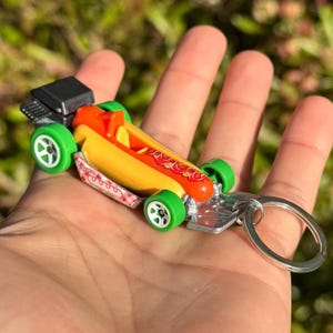 Hotdog Keychain, Hot Dog Car Keyring, Hot Dog Charm