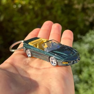 Pontiac Firebird Keychain, Green 1996 Trans Am Firebird Keyring, 1990s Vintage Convertible Charms