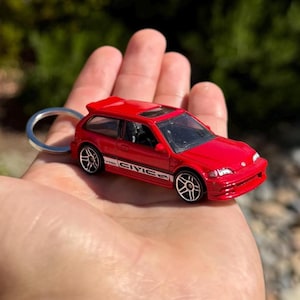 1997 Honda Civic EF Keychain, 1990s Red Civic EK9 Keyring, Vintage Honda Civic Accessories, Old Civic Mini Scale Cars