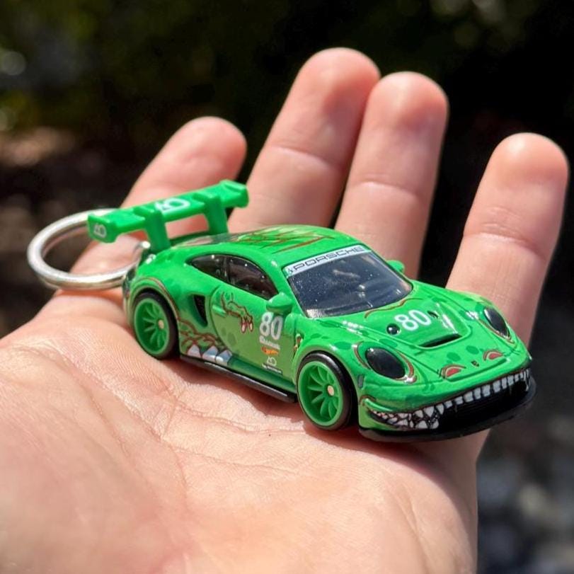 Porsche 911 GT3 RS Keychain, Rexy Green Porsche GT3RS R Keyring