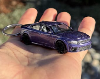 2023 Dodge Charger R/T Scat Pack Mini Keychain Purple Keyring Accessories Muscle Car Charm