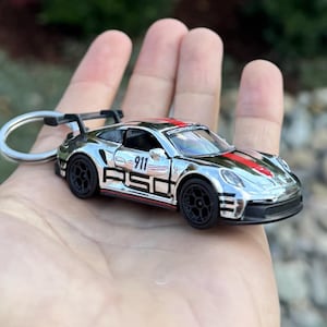 Porsche 911 GT3 RS Keychain Cup Car Chrome Sportscar Keyring (rare 1/1 with scratch)