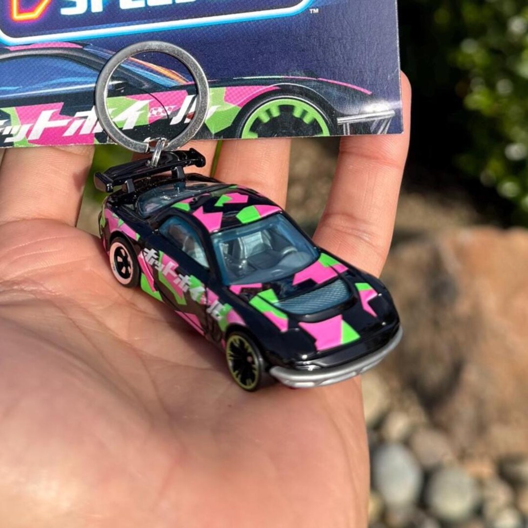 Mazda RX-7 Keychain, Black Mazda RX7 Keyring, 1995 Mazda RX-7 Drift Car ...