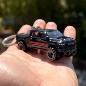 Ram 1500 Keychain, Black Ram Truck Keyring, Ram 1500 Accessories, Mini Scale Truck Charm, TRX Lifted