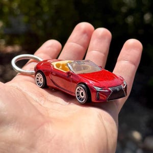 Lexus Red Keychain, Red Lexus LC 500 Keyring, Red Mini Scale Lexus Car Charms