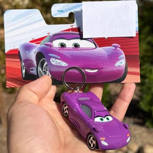 Holley Shiftwell Keychain, Pixar Lightning McQueen Cars Keyring , Disney Cars 2 Charms, Holy Shift Well Key Chain, Purple British Car