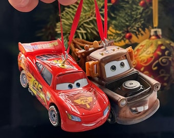 Ozdoba świąteczna Zygzak McQueen i Złomek, akcesoria Pixar, zestaw dwóch sztuk, Boże Narodzenie, 2. film