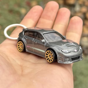 Subaru WRX STI Grey Wagon Keychain Keyring Accessories Mini Rally Car Charm