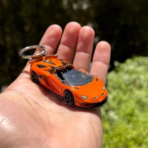 Lamborghini SVJ Keychain, Orange Lamborghini Aventador SVJ Keyring, Orange Lambo Key Chain, Lambroghini Charms