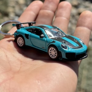 Teal Porsche 911 GT2 RS Keychain, Car Enthusiast Gift