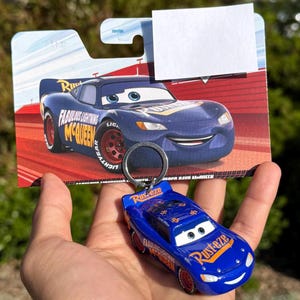 Lighting McQueen Keychain, Pixar Lightning McQueen Cars Keyring , Disney Cars Charms, Blue Lightning McQueen Key Chain