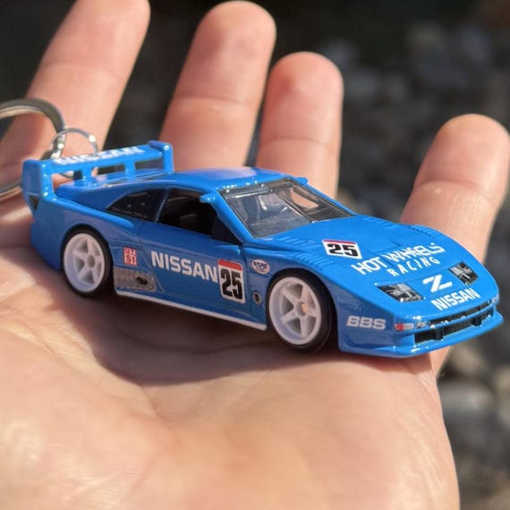 Nissan 300ZX Keychain, Nissan 1994 ZX Blue Keyring, Race Car Navy