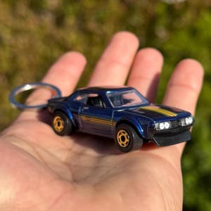 Toyota Celica Keychain, Blue ‘70 Toyota Celica Keyring, Dark Navy 1970 Toyota Celica Key Chain, Mini 70s Scale Celica Car Charms