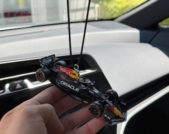 Red Bull F1 Rear View Mirror Charm, F1 Car Hanging Ornament, Oracle Formula One Team Rearview Mirror Chain, Shell Mini Car Charm Accessories