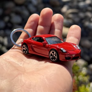 Porsche Cayman Red Mini Keychain Keyring Accessories Sports Car Charm