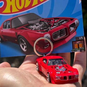 Pontiac Firebird Keychain, Red 1970 Pontiac Firebird Keyring, 1970s Vintage Convertible Charms