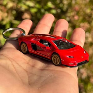 Lamborghini Countach Keychain, Red Lamborghini Countach LPI 800-4 Keyring, Lamborghini Countach LP800 Key Chain, Lamborghini Countach Charms