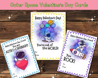 Outer Space Valentine's Day Cards - Printable