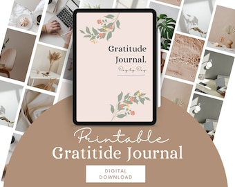 Gratitude Journal Printable, Digital Daily Gratitude Journal, 5 Minute Gratitude, Gratitude List, Mindfulness Journal, Printable PDF