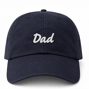 Dad Baseball Cap | Navy Hat with Small White Script