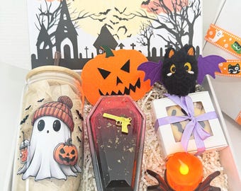 Halloween Boo Basket Witchy Gift Box – Ghost Tumbler and Spooky Decor Set