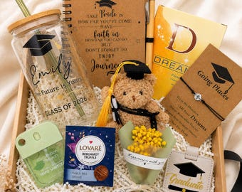 Personalized Graduation Gift Box, Class of 2026 Tumbler, Bear, Notebook, Bracelet