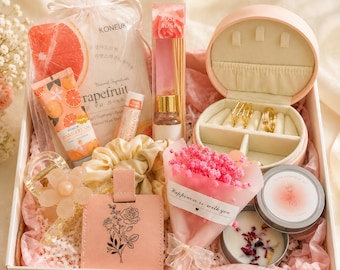 Personalized Birth Flower Glass Cup Birthday Gift Box – Pampering Self Care Set