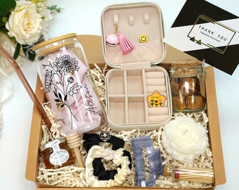 Self Care Gift Box Personalized Glass Cup Birthday Box for Friend Birthday Gift Box Pampering Gift Basket Jewelry Box Gift Set