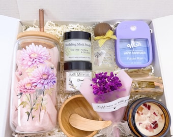 Birth Month Flower Tumbler Gift Box: Self-Care Spa Set