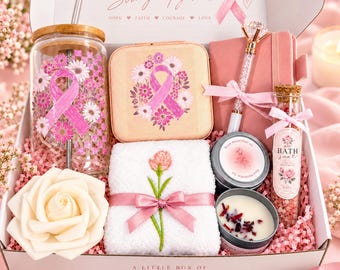 Pink Ribbon Care Package, Breast Cancer Awareness Gift Box, Survivor Support Gift