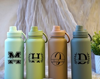 Engraved Water Bottle , Gym Water Bottle ,Stainless Steel for Long Lasting Cold or HOT Drinks