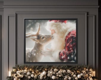 Rustic Reindeer Canvas Print: Winter Holiday Wall Art