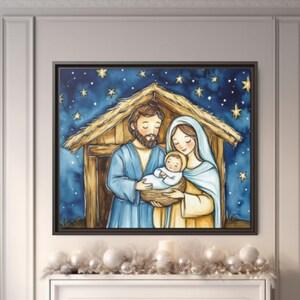 Nativity Canvas Print: Holy Family Religious Wall Art
