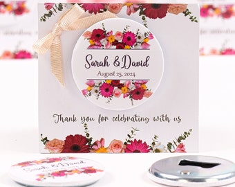 Personalized Wedding Favors Bottle Opener Magnet, Custom Fridge Bottle Opener, Wedding Party Favor Guests, Bridal Shower Favor, Baby Showers