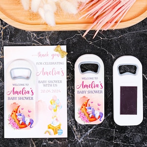 Imán abridor de botellas personalizado para baby shower, imán abridor de botellas para refrigerador personalizado, regalo de bautismo, primera comunión, regalo de invitado a la fiesta de bodas