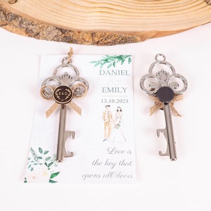 Abridor de botellas con imán personalizado para recuerdo de boda, tarjeta de regalo con abridor de botellas personalizado, recuerdo para invitados a la fiesta de bodas, recuerdo para despedida de soltera, baby shower