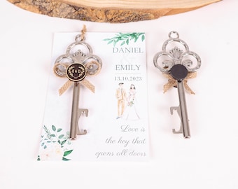 Personalized Wedding Favor Bottle Opener Magnet, Custom Bottle Opener Gift Card, Wedding Party Favor Guest, Bridal Shower Favor, Baby Shower