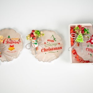 Aimant personnalisé en résine époxy, cadeau de Noël personnalisé, aimant époxy personnalisé avec boîte-cadeau, cadeau joyeuses fêtes du nouvel an, cadeau d'invité Noël
