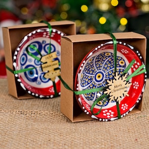 Personalized Christmas Gifts, Ceramic Bowl, Merry Christmas, Happy Holidays, Turkish Cini, Evil Eye Bowl, Christmas Decor, Gift for Host