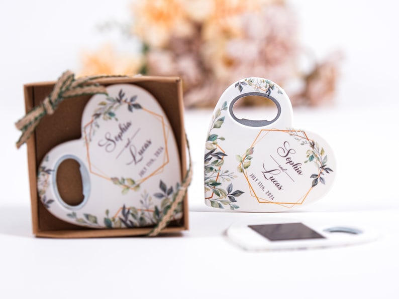 custom bottle opener magnet wedding favors, fridge magnet, bridal shower gift, bridal shower presents, gifts to give at a bridal shower, maid of honor gift for bridesmaids, wedding anniversary gift,wedding favor for guests, personalized bottle opener