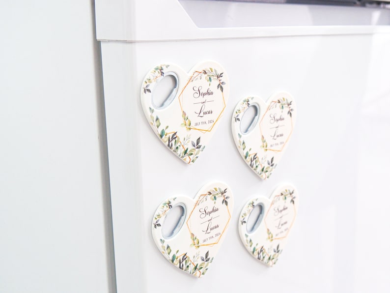 custom bottle opener magnet wedding favors, fridge magnet, bridal shower gift, bridal shower presents, gifts to give at a bridal shower, maid of honor gift for bridesmaids, wedding anniversary gift,wedding favor for guests, personalized bottle opener