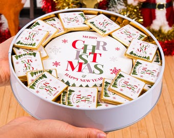Personalized Christmas Chocolate Gift Box Set, Custom Holiday Favors for Coworkers and Friends, Merry Christmas & New Year Treats, Xmas Gift